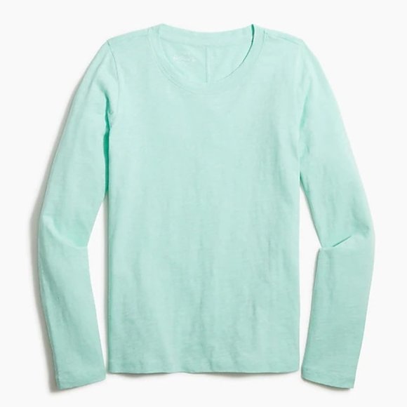 J.Crew Factory Spearmint Long-Sleeve Crewneck Girlfriend Tee Size Medium - Picture 1 of 1